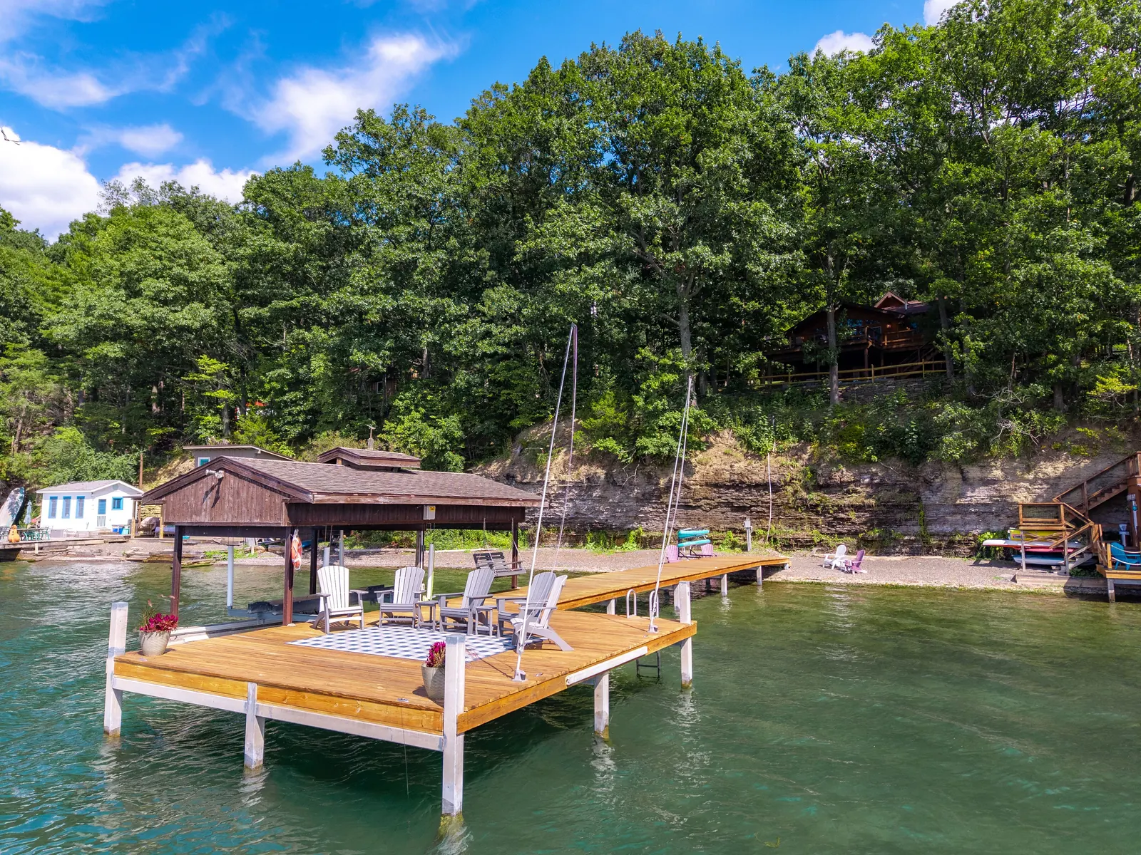 Aerial view of Seneca Lake and the property waterfront