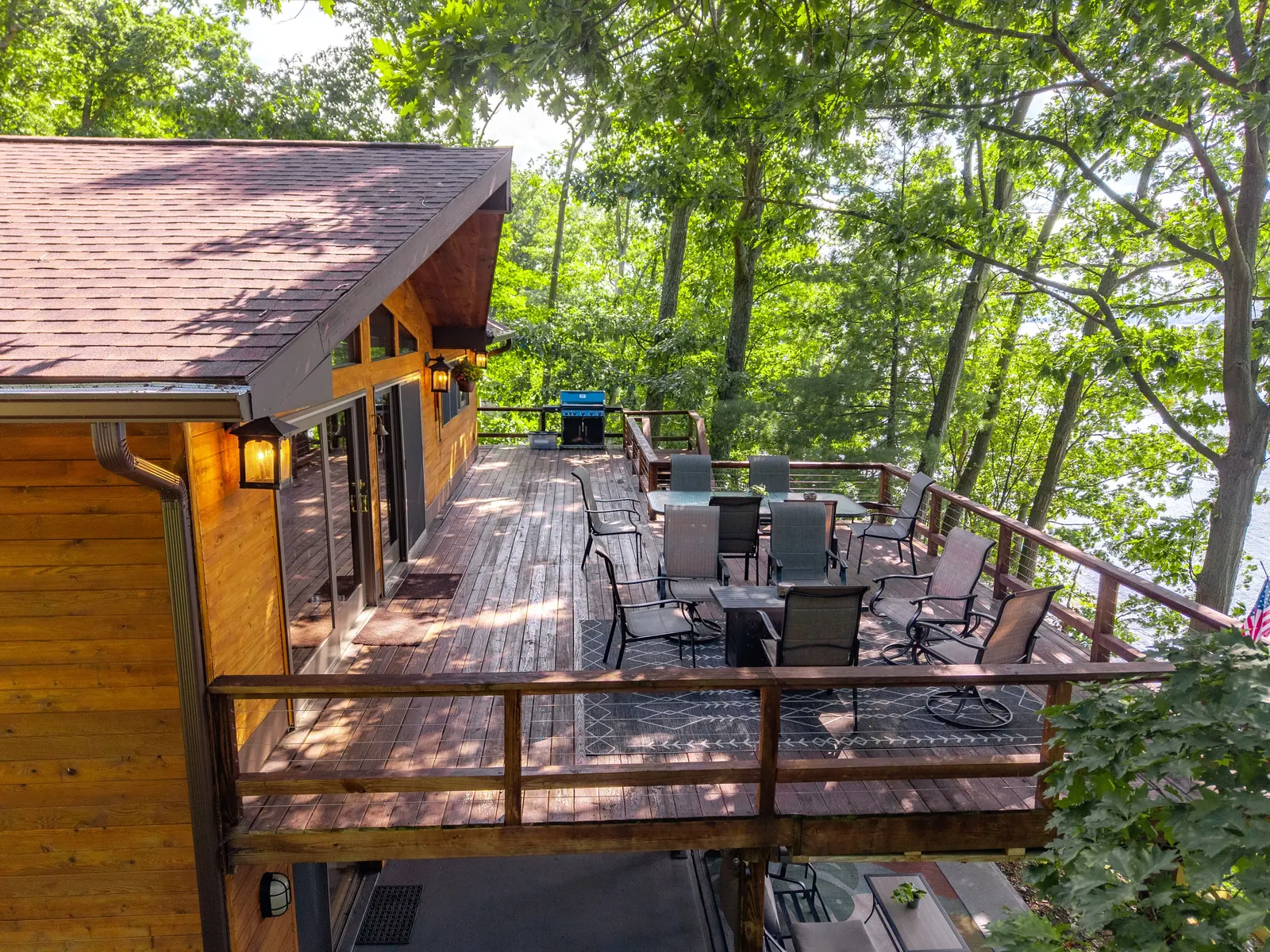 Aerial view of the waterfront property